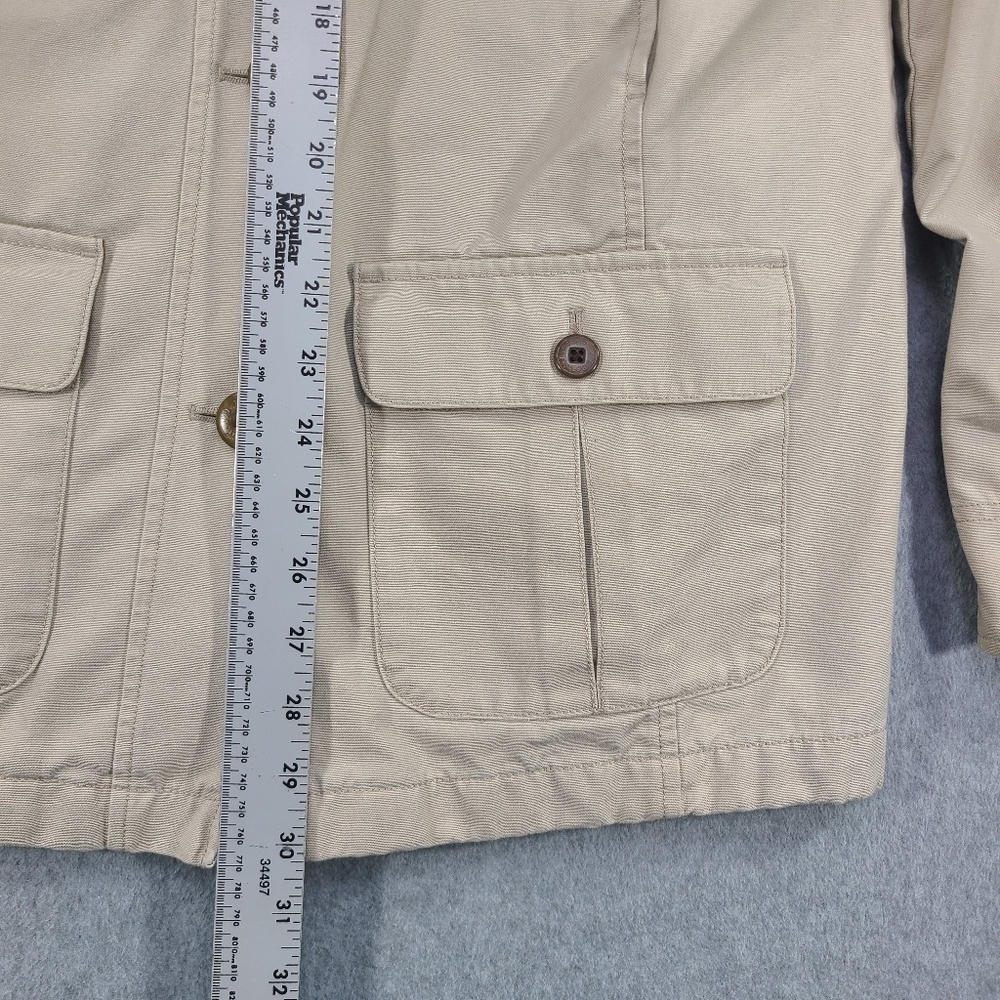 LL Bean Field Barn Work Chore Coat Jacket Small Regular Khaki Plaid Lined 267093 - Picture 4 of 13
